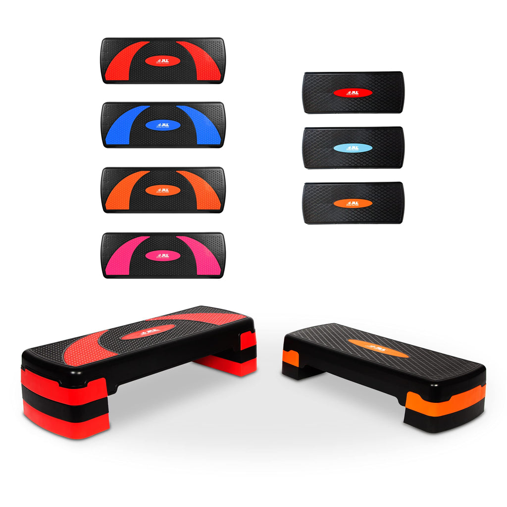 JLL Aerobic Exercise Stepper - XL Adjustable Fitness Platform | Orange