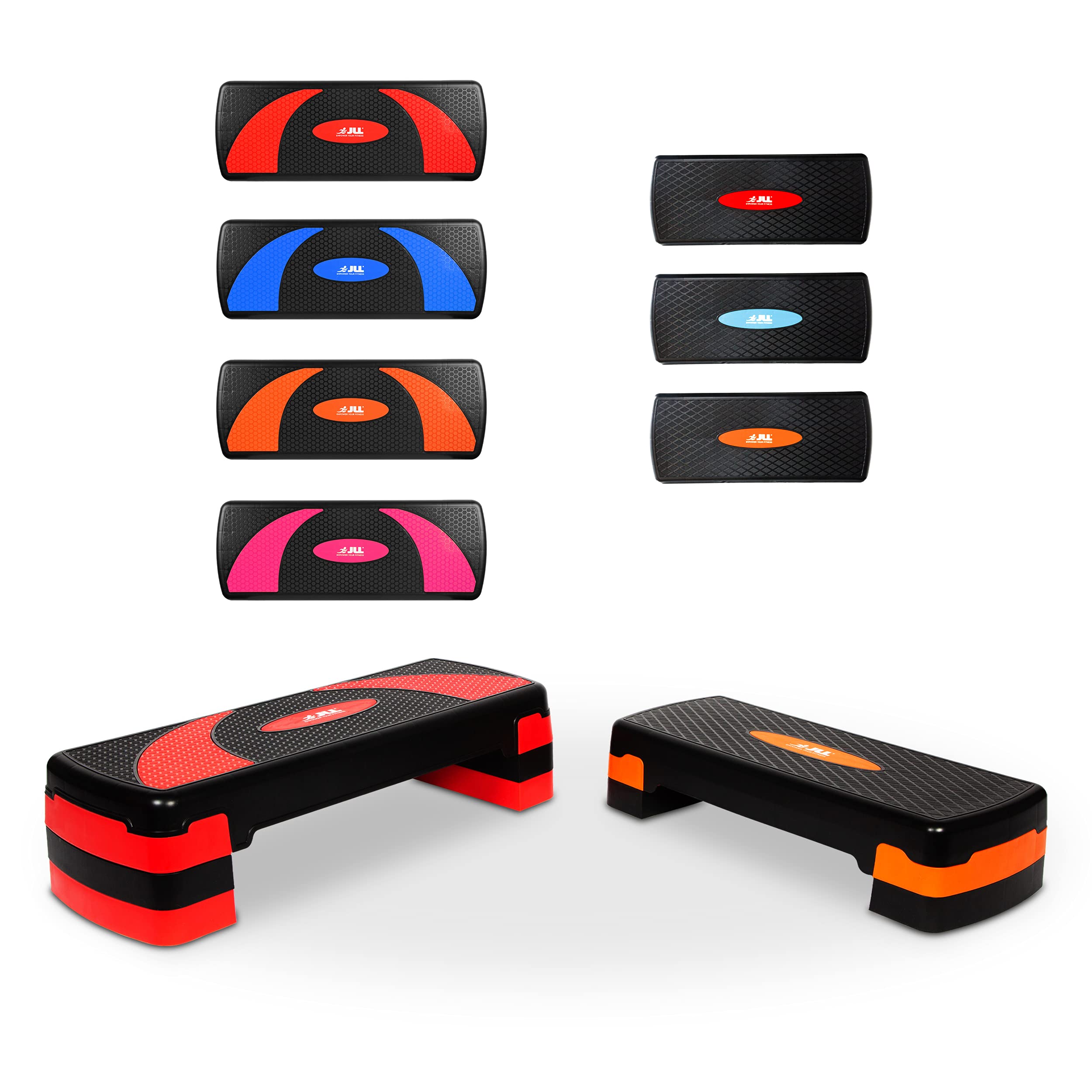 JLL Aerobic Exercise Stepper - XL Adjustable Fitness Platform | Orange