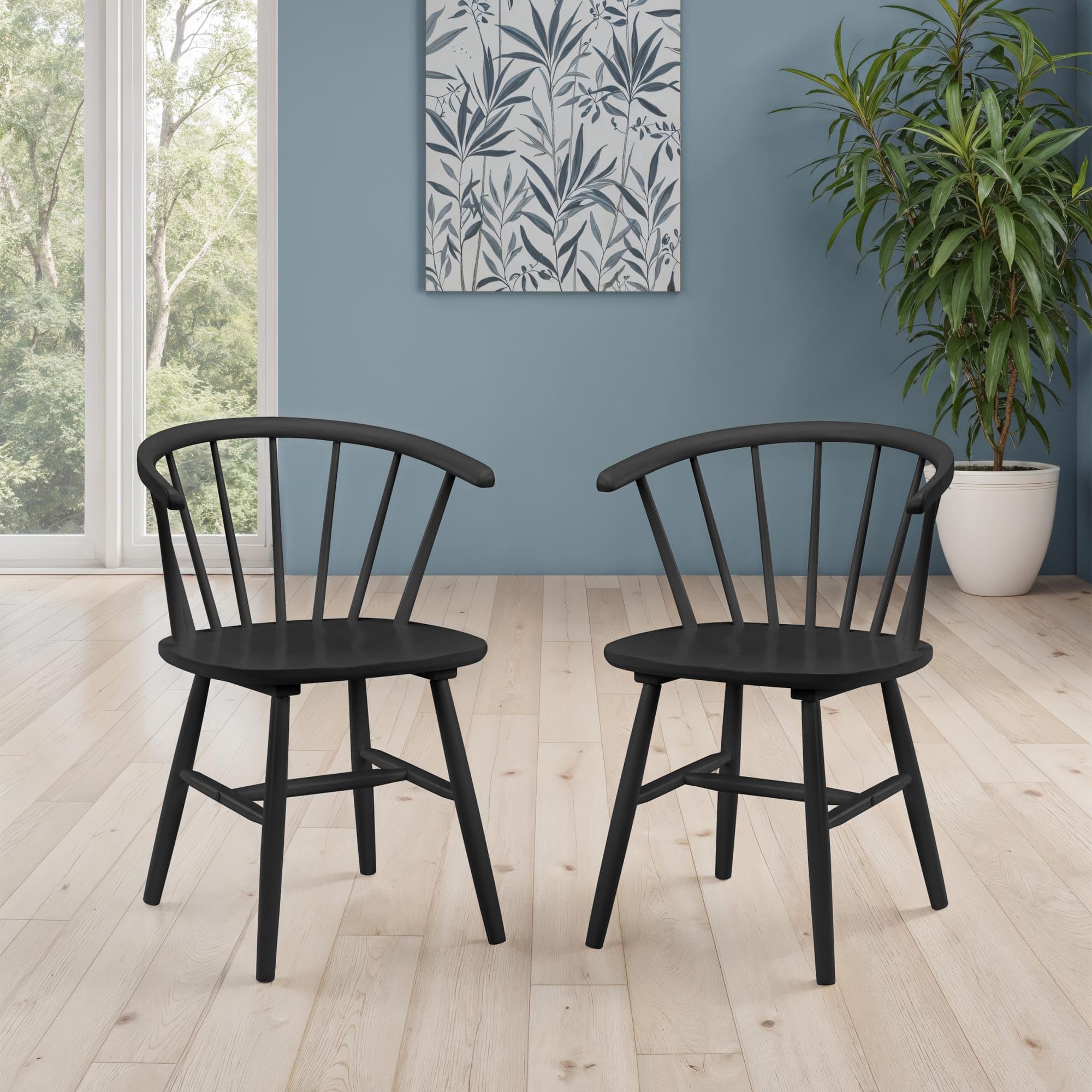 Julian Bowen Modena Black Spindle Back Rubberwood Dining Chairs - Set of 2