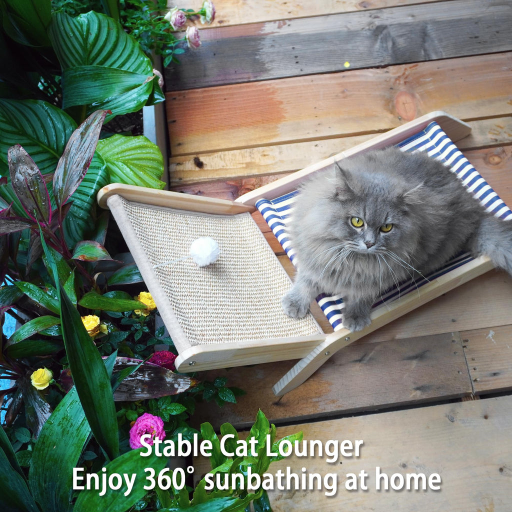 PETKARAY Cat Hammock with Coconut Tree Scratching Post | Sisal Beach Chair