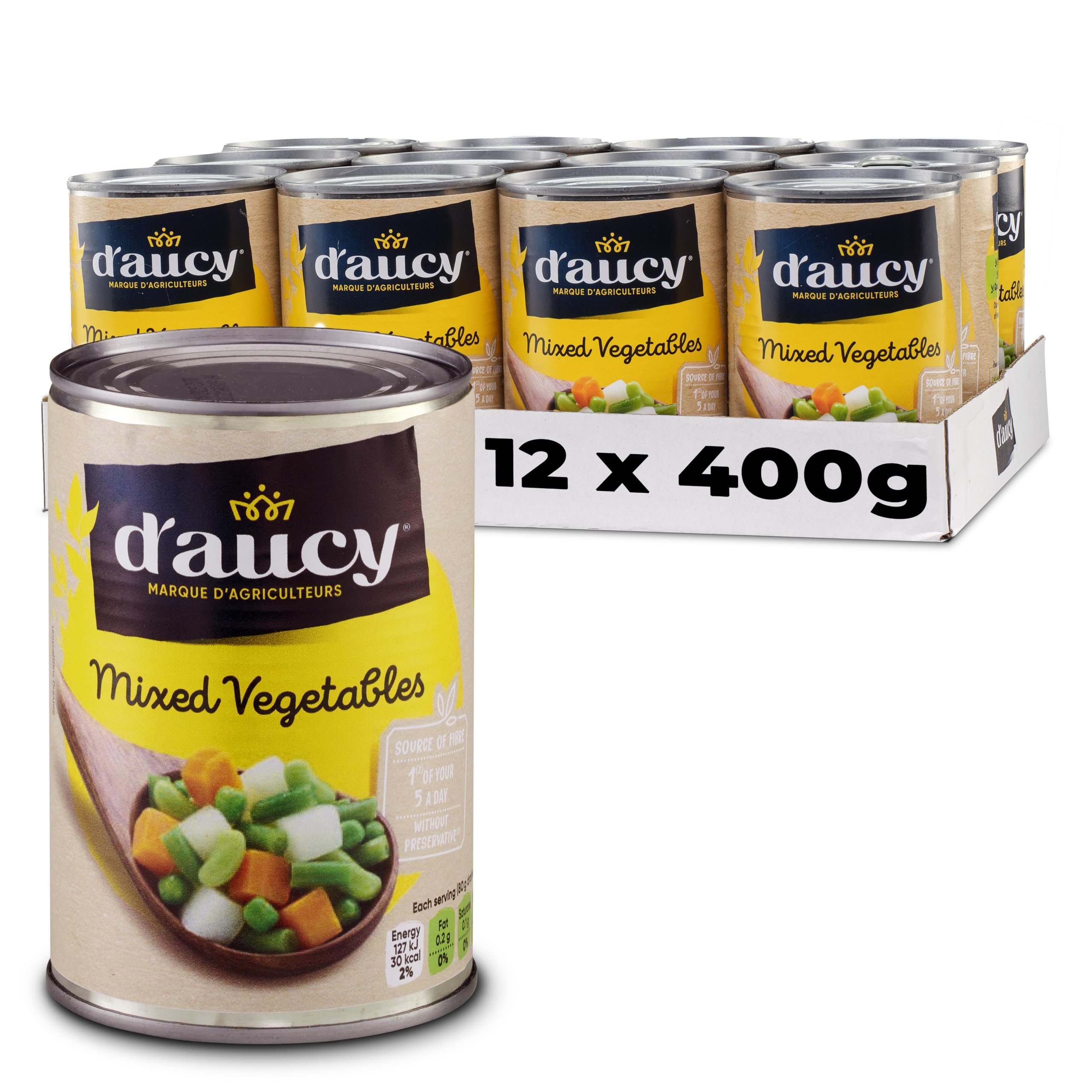 D'aucy Mixed Vegetables - 400g Canned Vegetable Medley (Pack of 12)