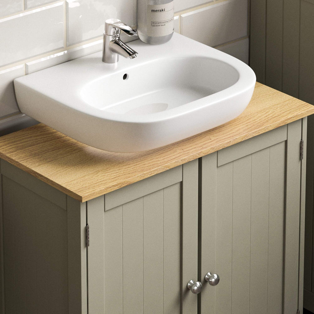 Bath Vida Priano Under Sink Bathroom Cabinet - Grey & Oak MDF Unit