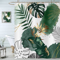 Hnmdmyi Boho Green Tropical Leaves Shower Curtain | Waterproof Polyester