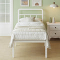 Lutown-Teen 3ft Single Metal Bed Frame with Curved Headboard - White