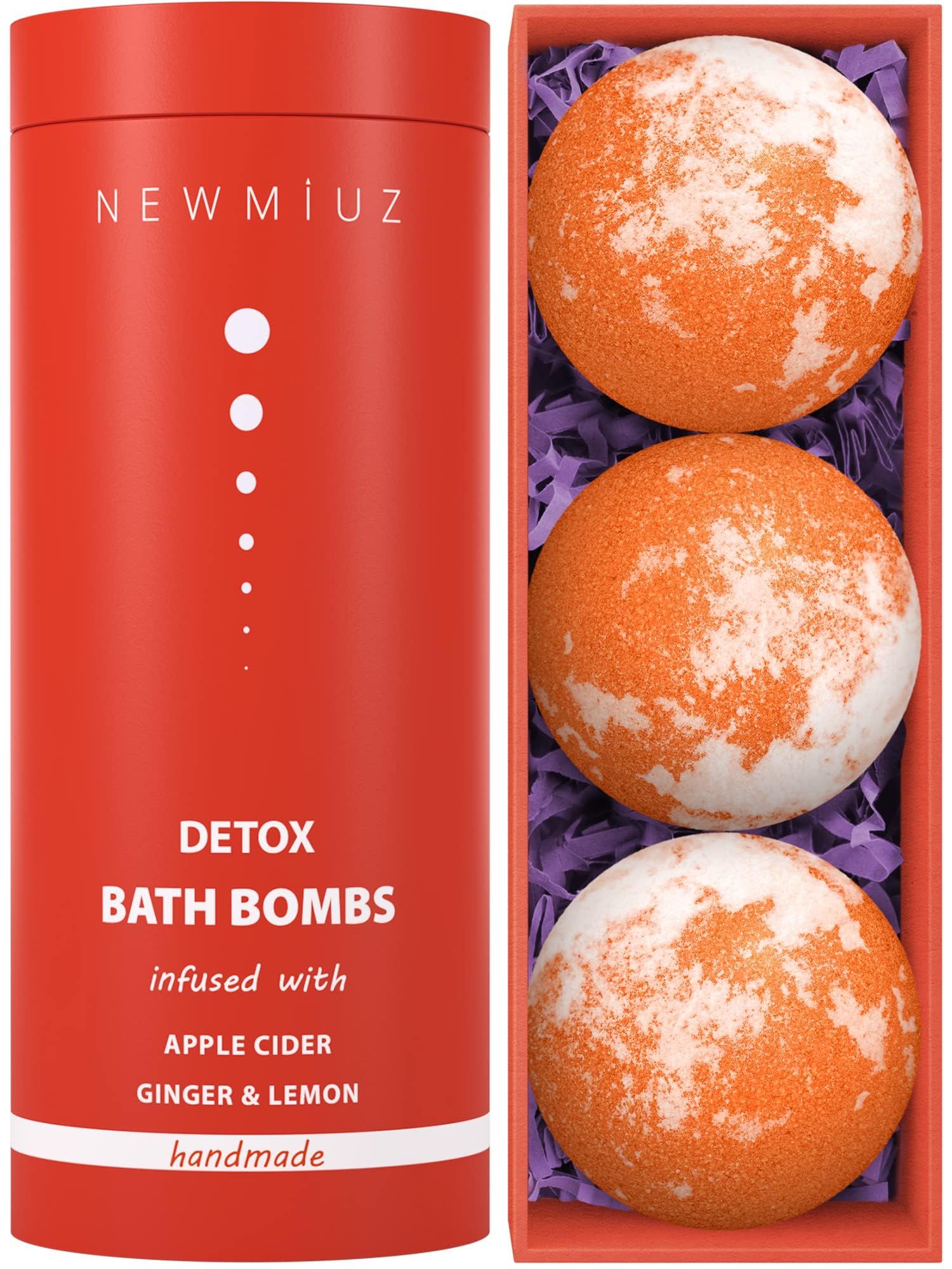 New Miuz Detox Bath Bombs – Apple Cider & Ginger Essential Oils, 1pc