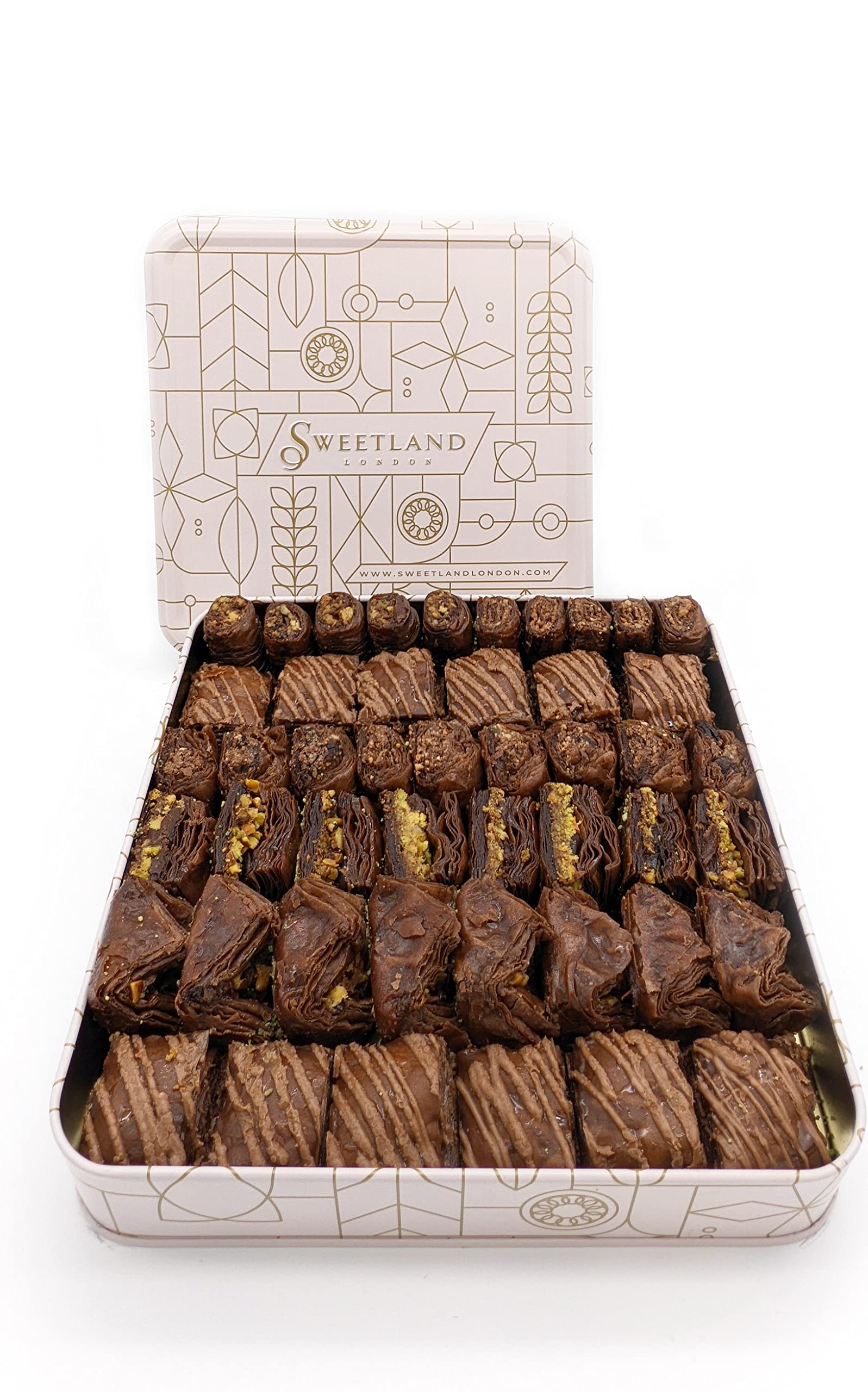 Sweetland London Chocolate Baklava Selection - 1kg Handmade Gift Tin