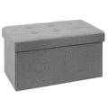 BRIAN & DANY Folding Linen Storage Ottoman Bench – Gray, 76x38x38cm