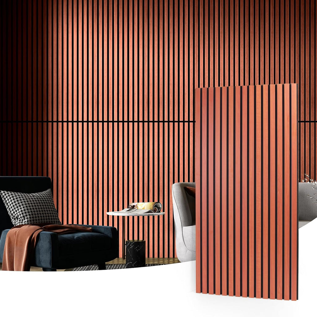 Art3d Acoustic Wood Slatted Wall Panels - 2 Pack 60x120cm Cherry Finish
