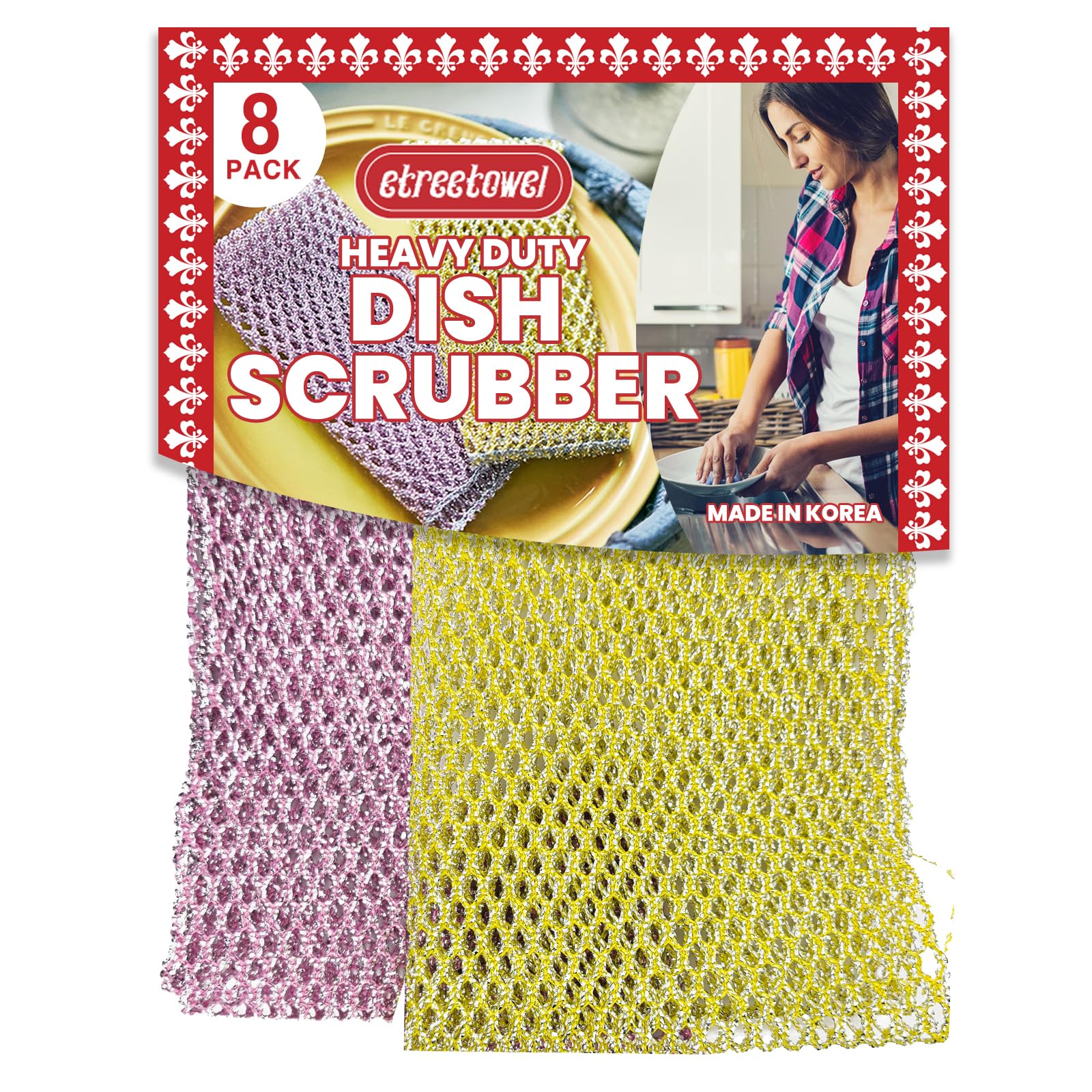 Jolof Store Non-Scratch Scouring Pads | 8PC Netted Dish Wash Scrubbers