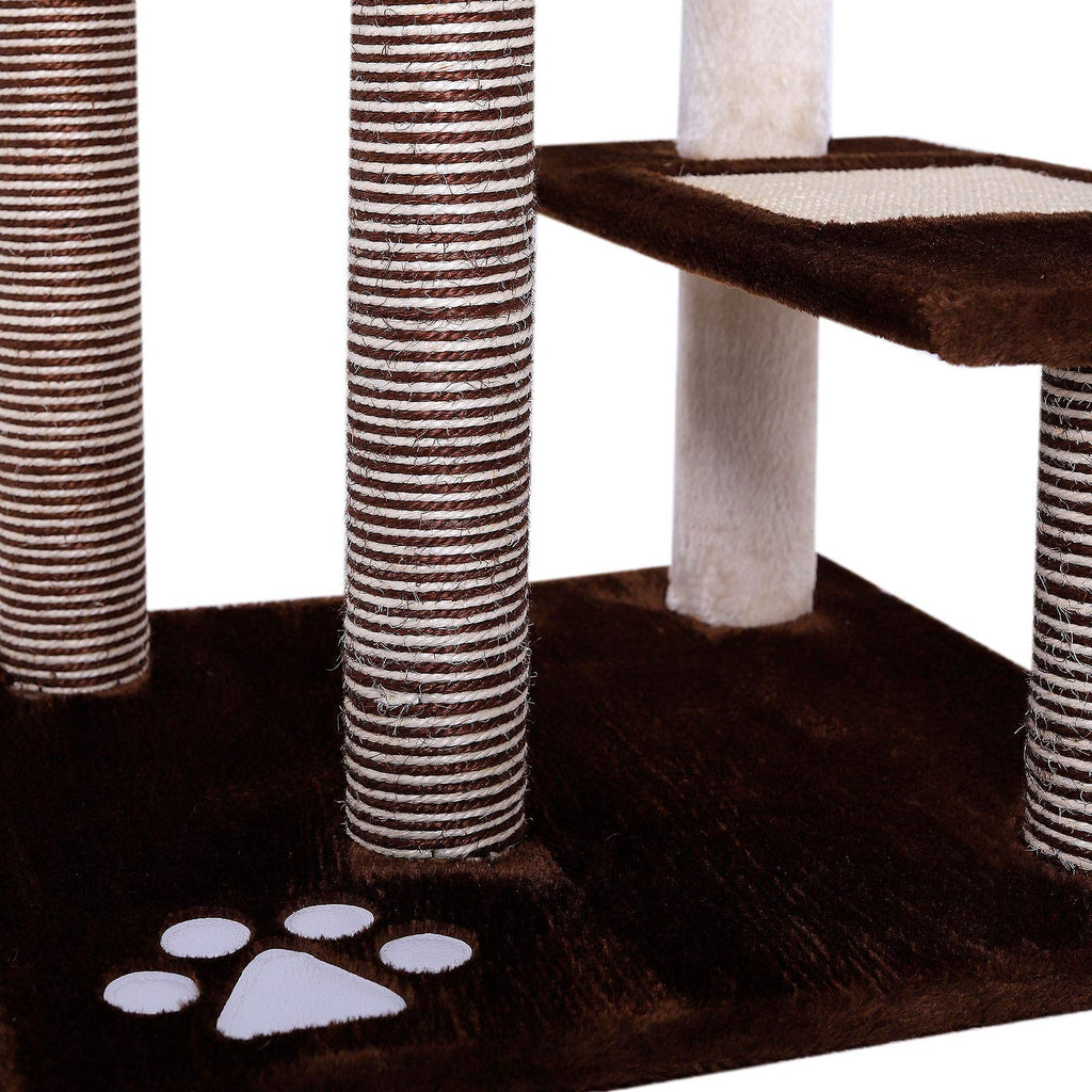 Dibea Cat Tree Activity Centre - 100cm Sisal Scratching Post, Brown/Beige