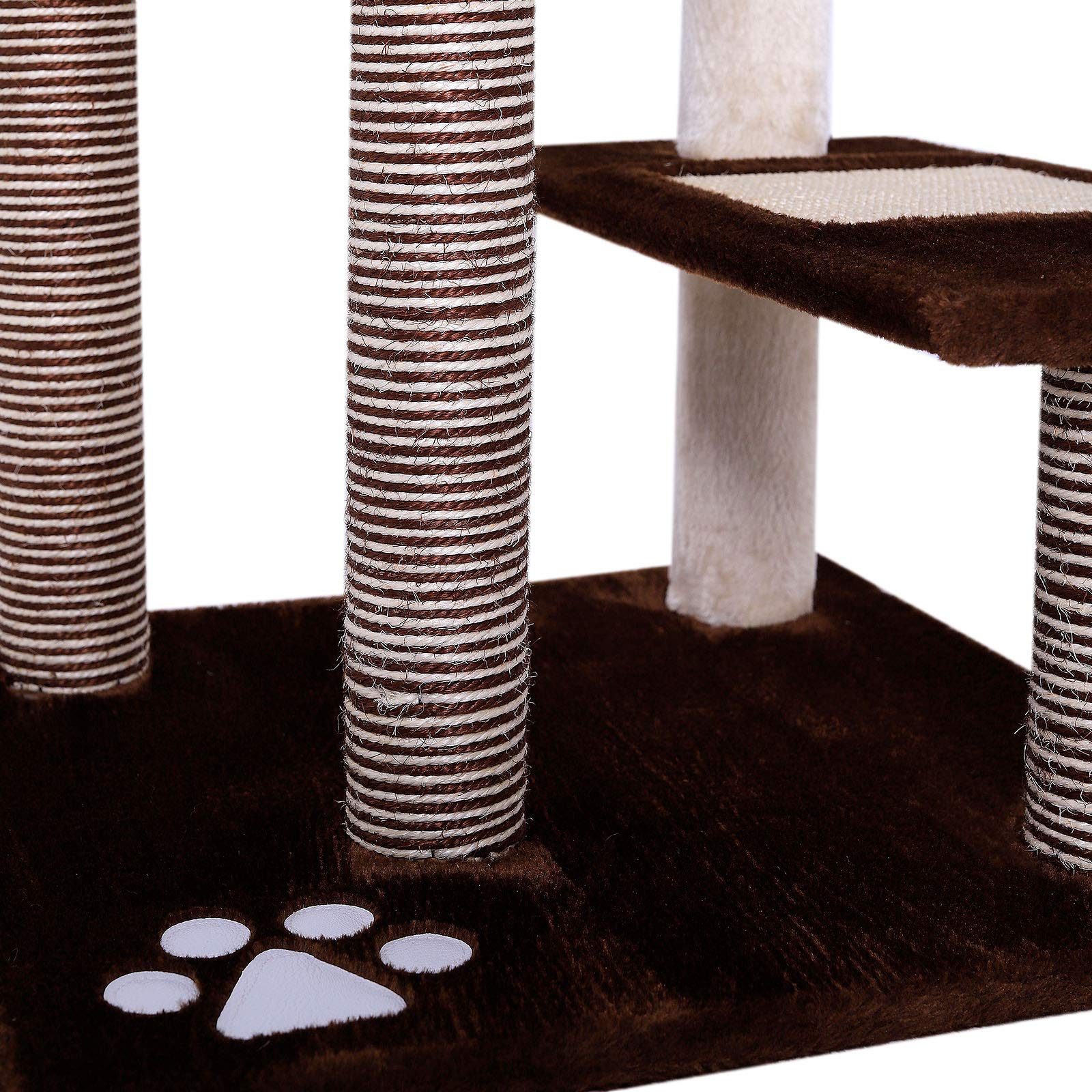Dibea Cat Tree Activity Centre - 100cm Sisal Scratching Post, Brown/Beige