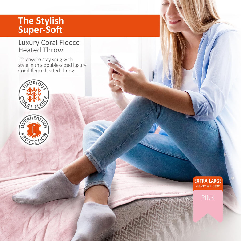 Wärmer Electric Heated Throw Blanket – 9 Heat Settings – 160cm x 120cm