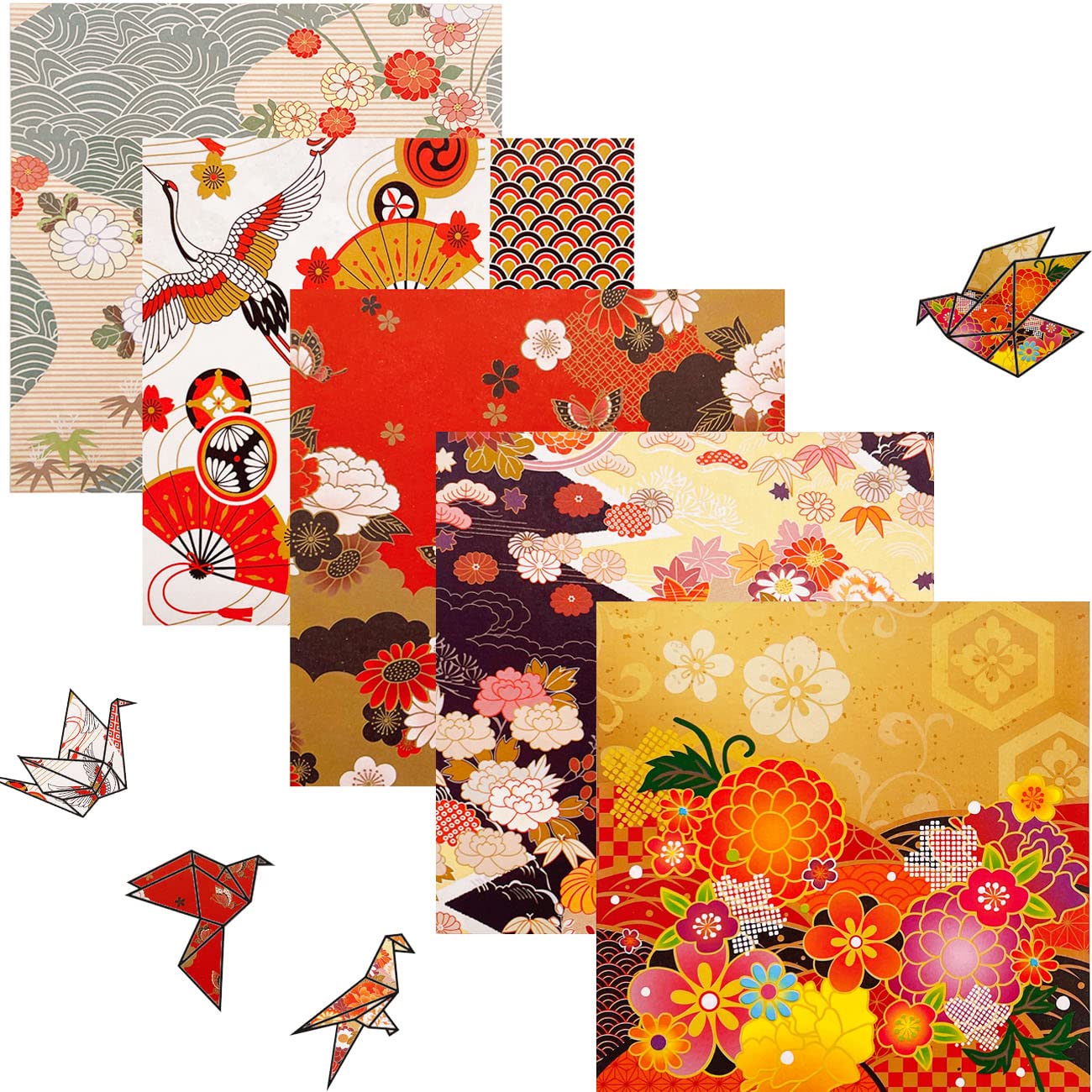 Jolof Store Origami Paper – 50 Sheets Japanese Patterns 15x15cm Double-Sided
