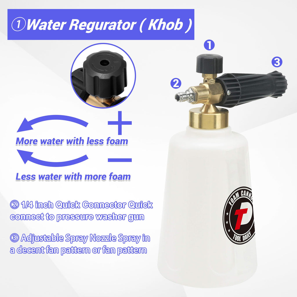 Tool Daily Dual Tip Foam Cannon for Pressure Washer | Wide Mouth & 5 Nozzles