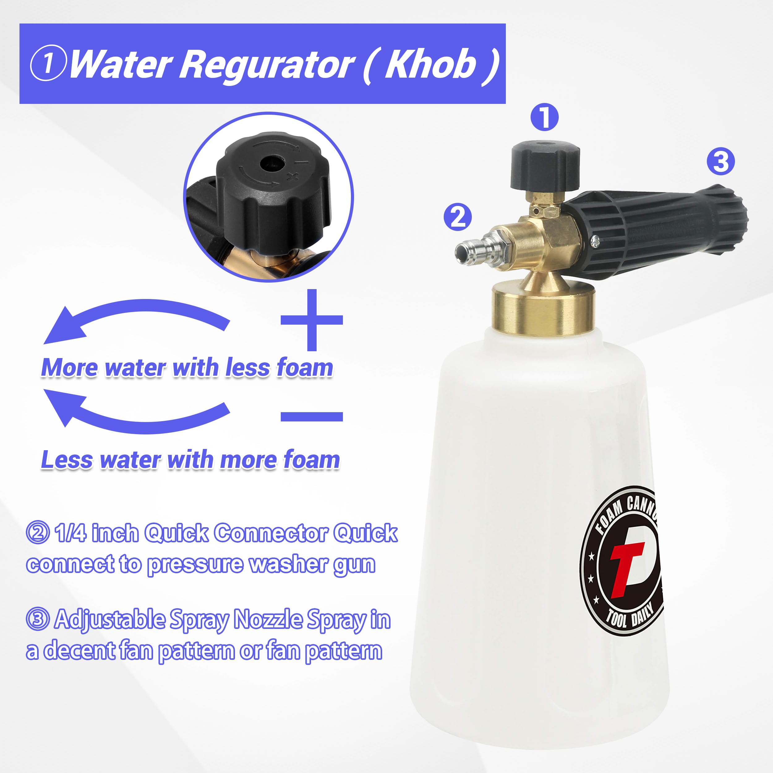 Tool Daily Dual Tip Foam Cannon for Pressure Washer | Wide Mouth & 5 Nozzles