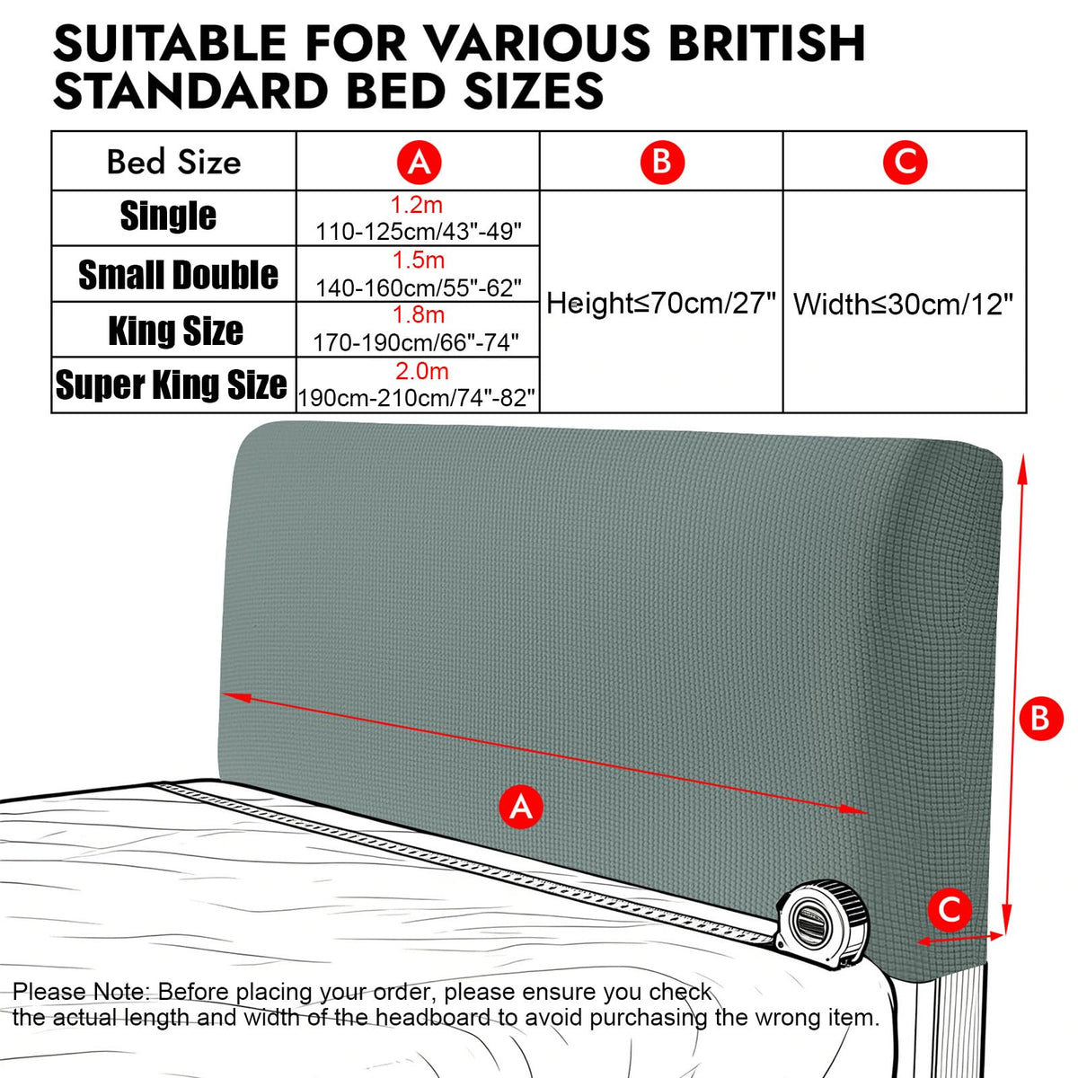 Niuoppy Bed Headboard Cover Fully Wrapped, Stretch Head Board Covers for Single Bed, Beds Headboard Protector Dustproof and Cat Scratch-proof - image 2