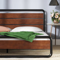ZINUS Therese 20 cm Metal and Wood Platform Bed Frame - Double - Brown