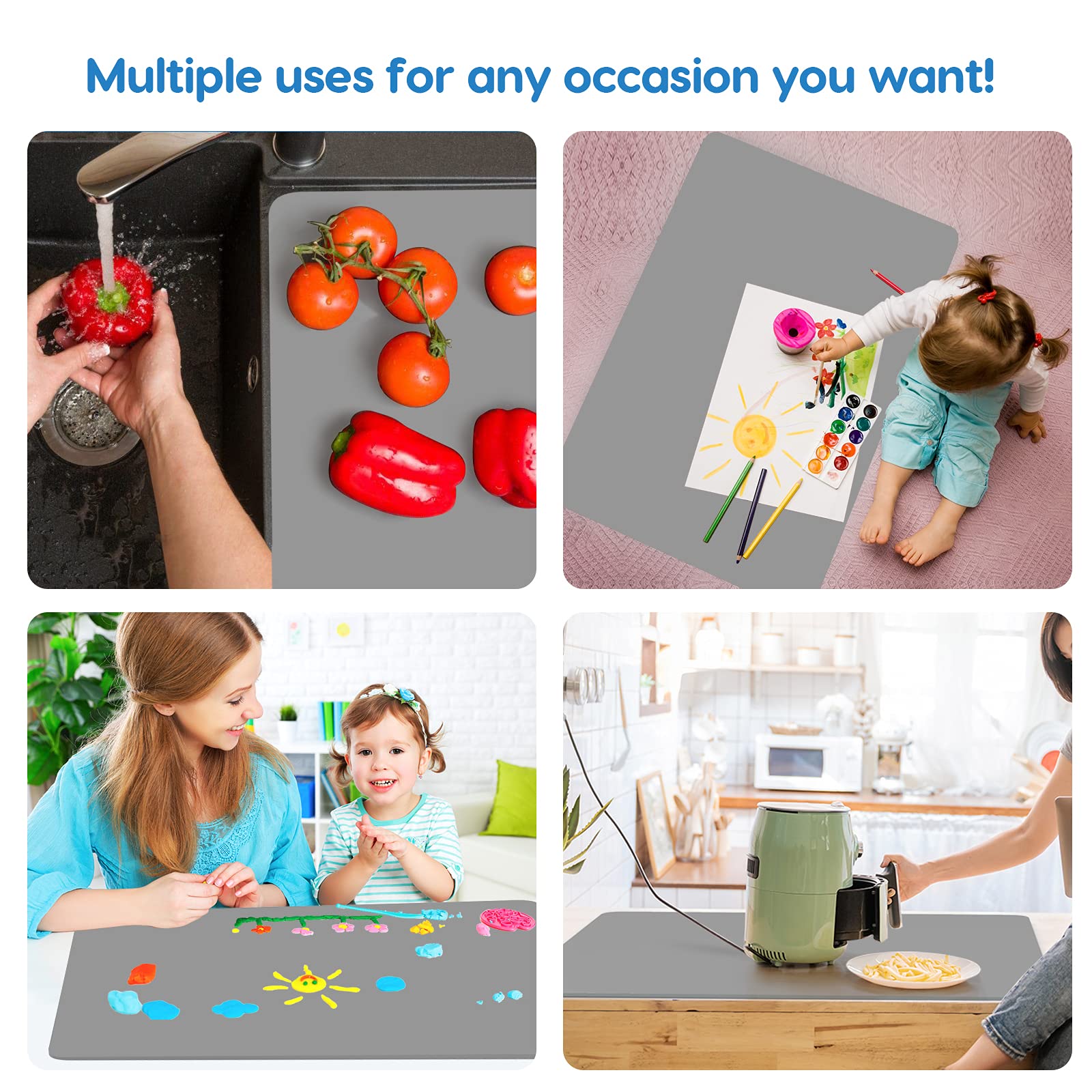 AECHY Extra Large Silicone Mat – 90x60cm Heat Resistant Worktop Protector