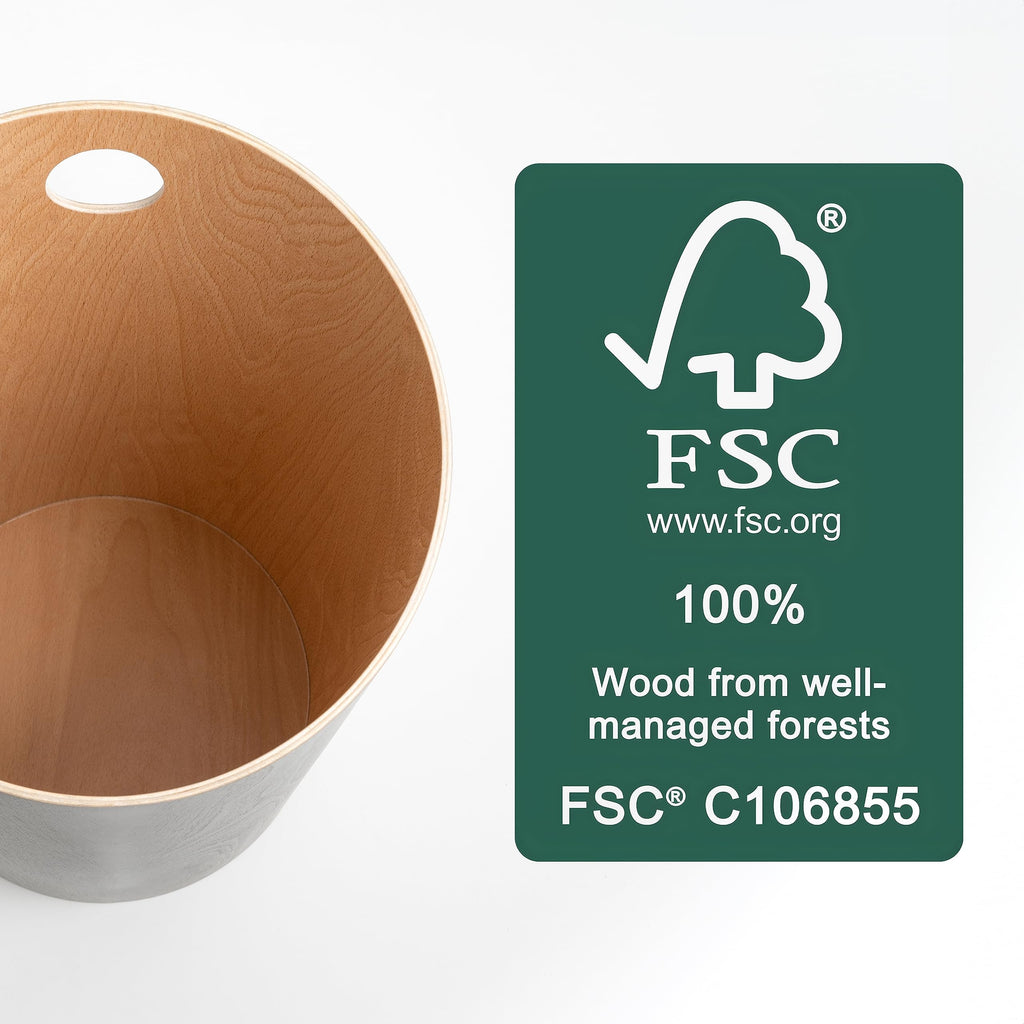 Kazai Bennet Real Wood Veneer Paper Bin – Oak Minimalist Waste Basket