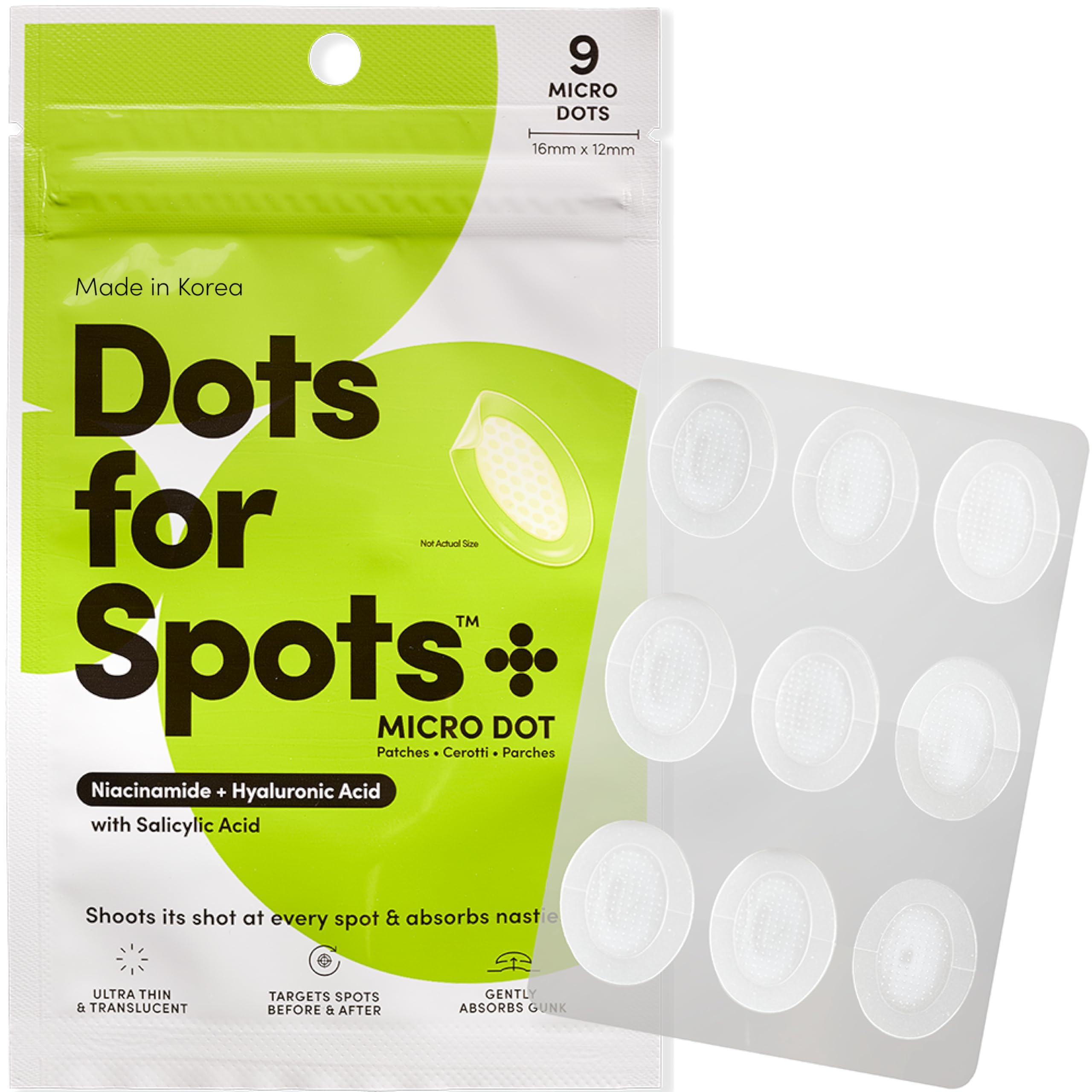 Dots for Spots Micro Dart Pimple Patches – Oval Acne Spot Treatment (9ct)