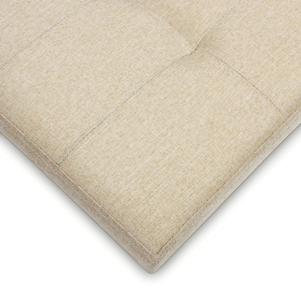 BRIAN & DANY Folding Storage Ottoman | Beige Linen Footstool Bench