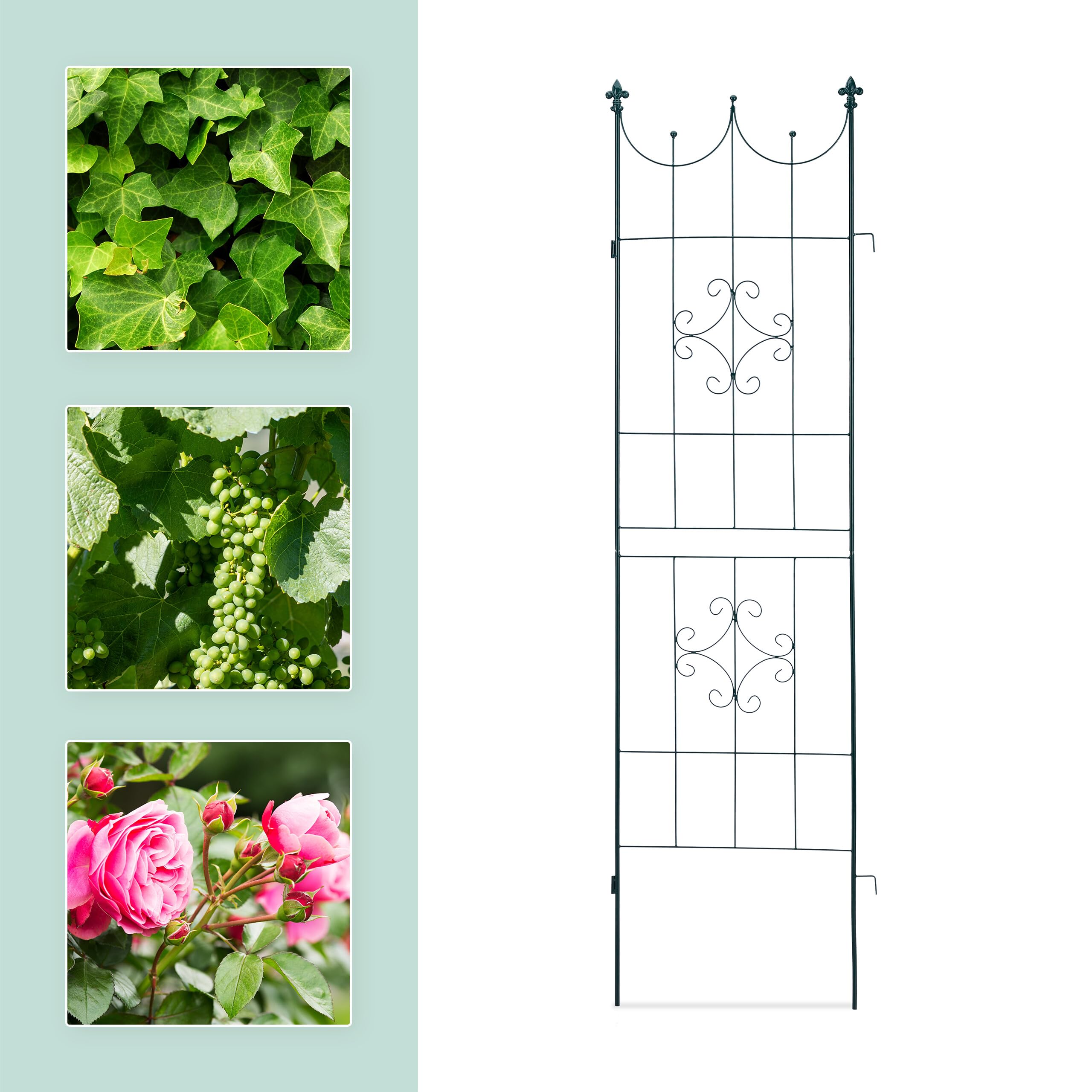 Jolof Store Metal Garden Trellis Set of 2 – 180x50cm Ornate Plant Support