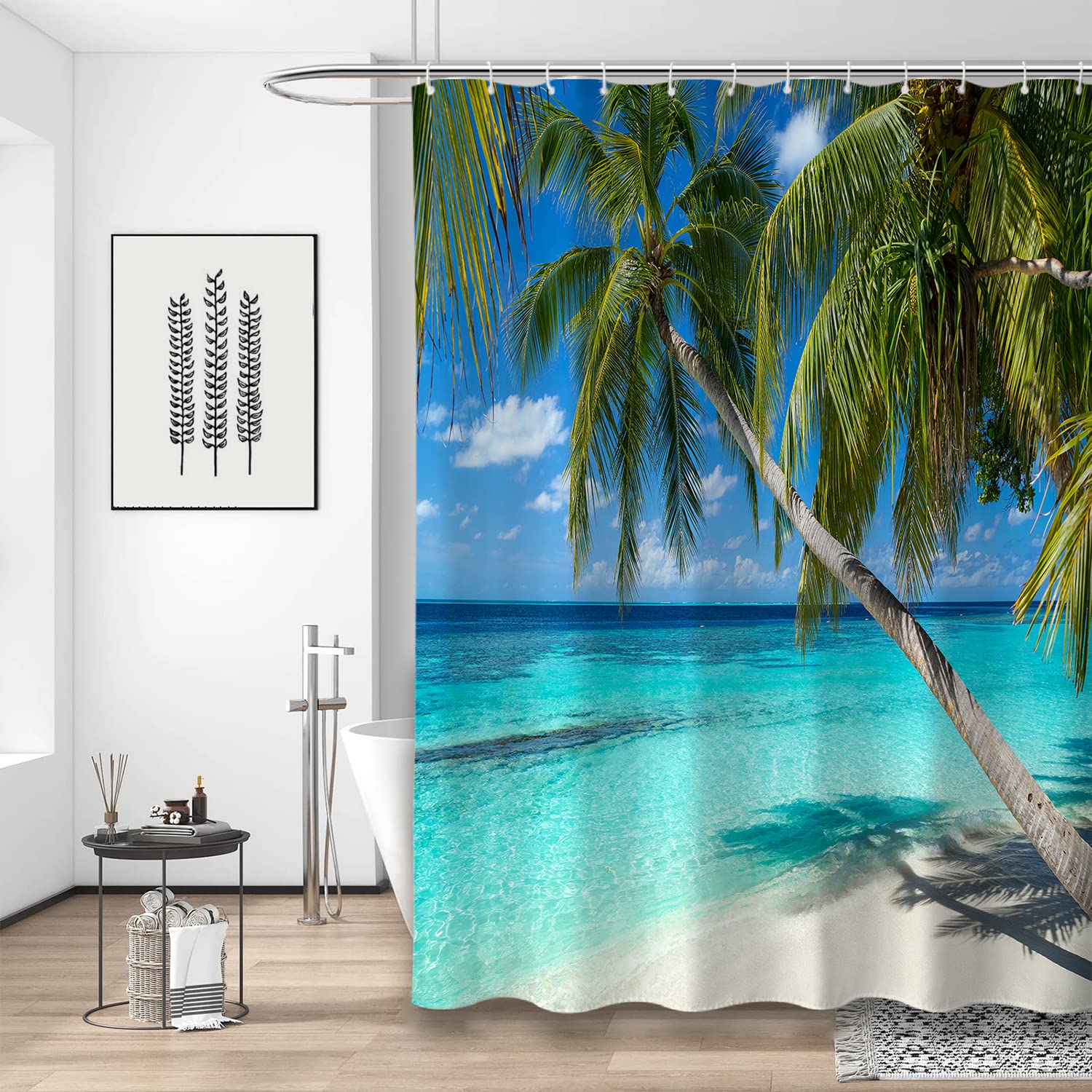 Trimming Shop Waterproof Polyester Shower Curtain with 12 Hooks – 180x180cm