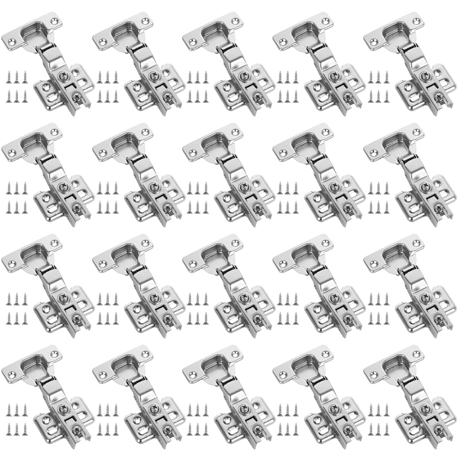 APACALI 20 PCS Half Overlay Soft Close Kitchen Cabinet Hinges – Silver