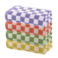 Cotton Hand Towels - 4 Pack Soft Absorbent Checkered Face Cloths