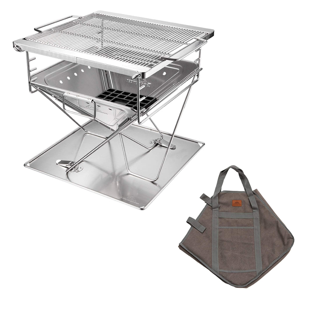 CAMPINGMOON 3-in-1 Portable Stainless Steel Wood Burning Grill & Fire Pit