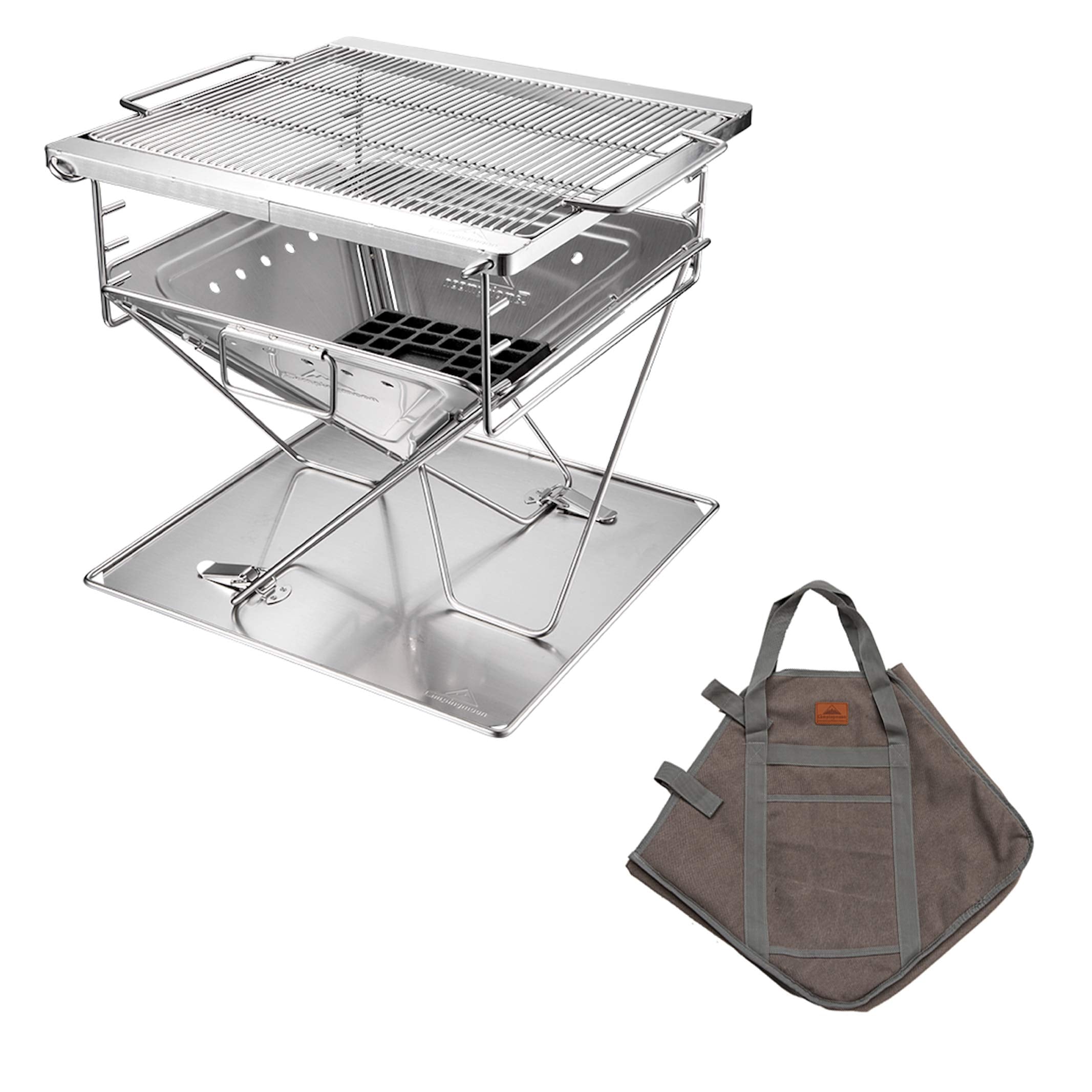CAMPINGMOON 3-in-1 Portable Stainless Steel Wood Burning Grill & Fire Pit