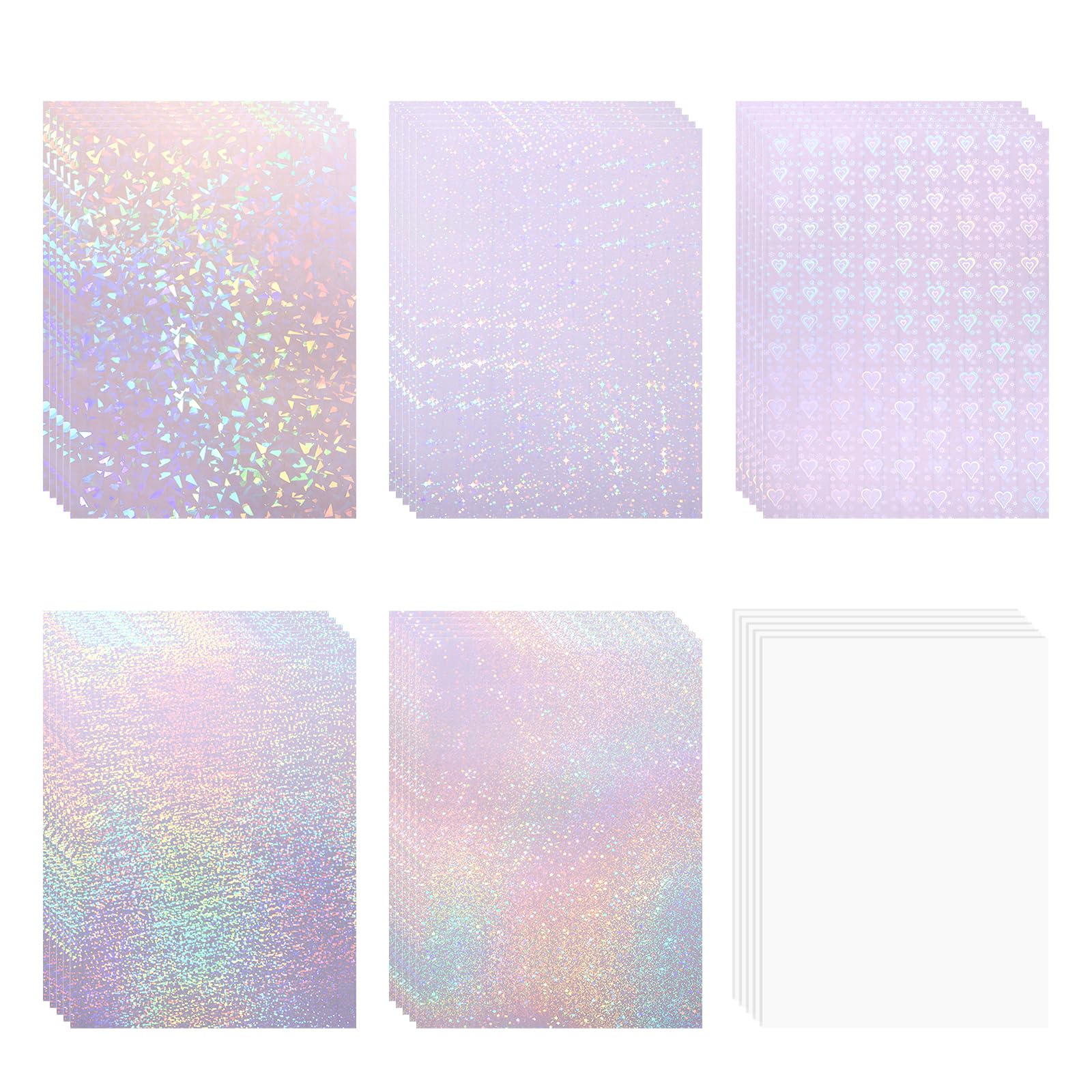 VINYL FROG Holographic Sticker Paper | 30 A4 Waterproof Laminate Sheets