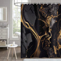 Hnmdmyi Black and Gold Marble Shower Curtain | Waterproof Polyester, 71x71