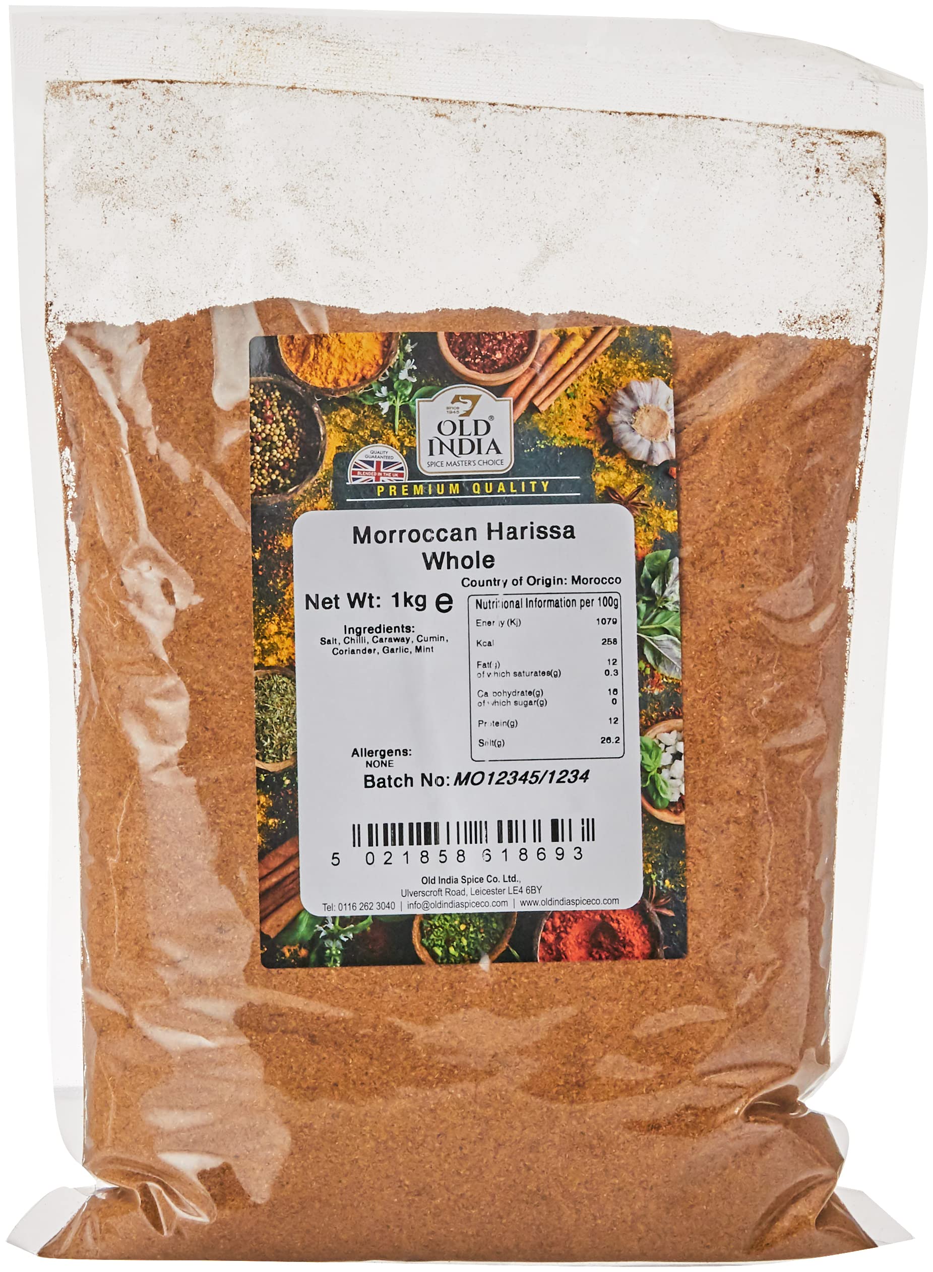 Old India Moroccan Harissa Whole Spice Blend - Bulk Seasoning 1kg