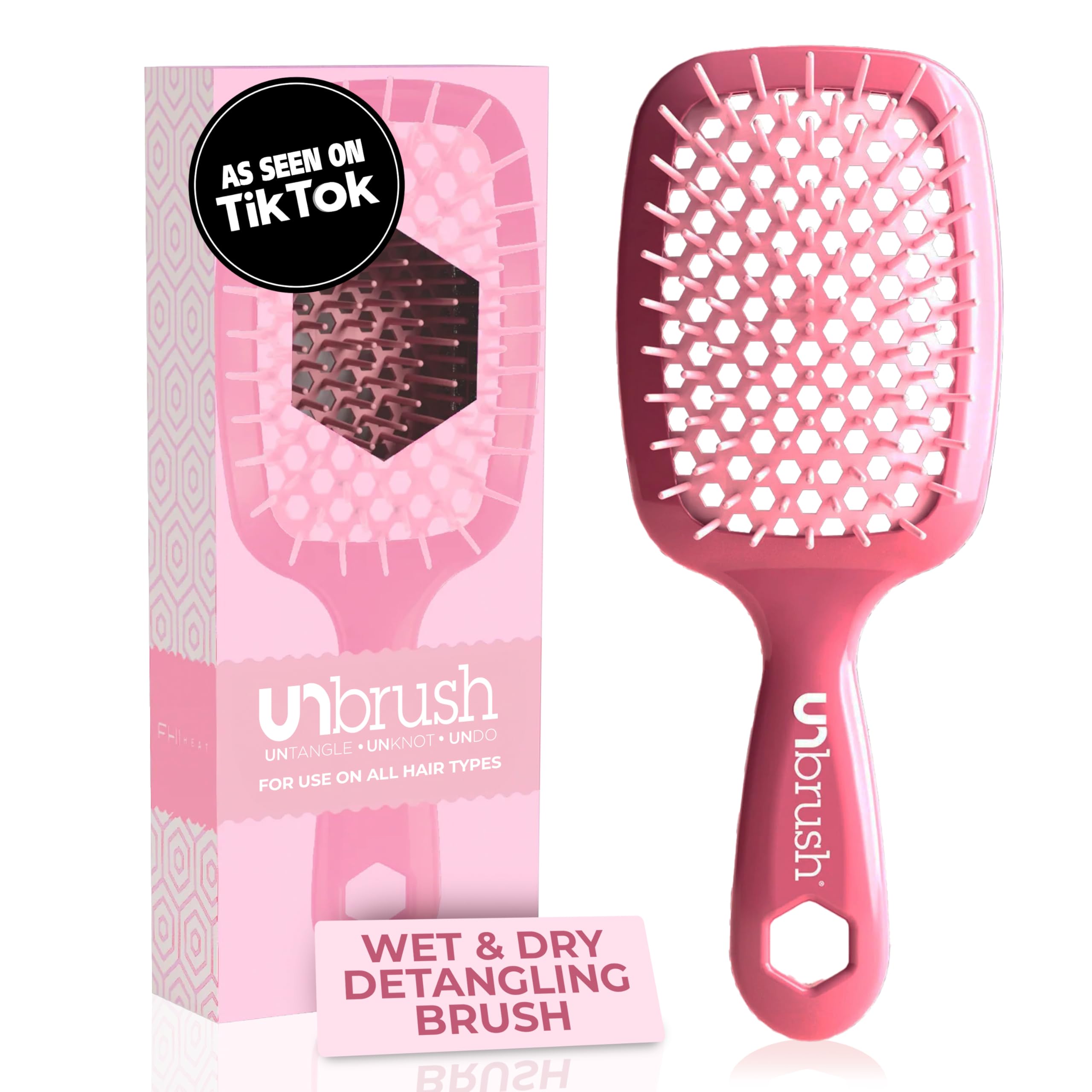 FHI HEAT UNbrush Vented Detangling Hair Brush | Wet & Dry – Rose Dark Pink
