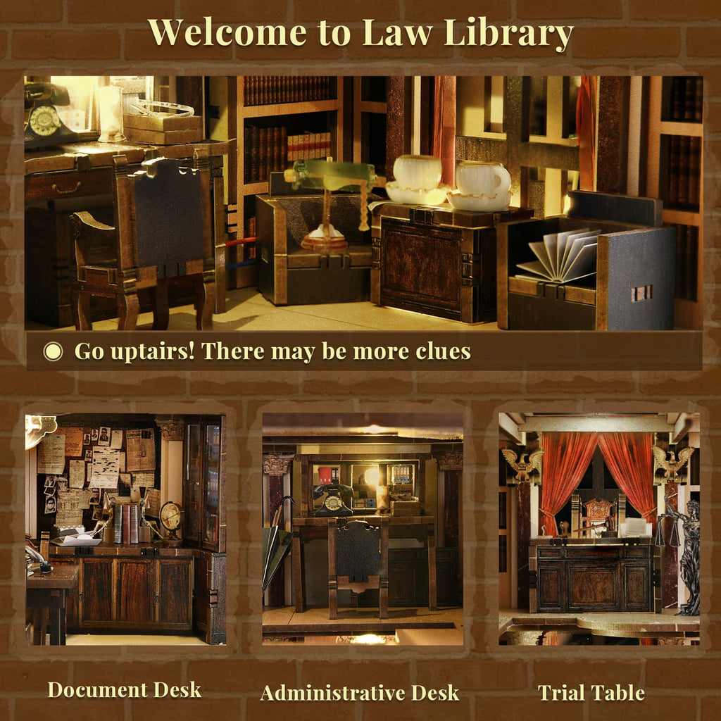 3D Wooden Book Nook Kit – DIY Miniature Bookend with LED Light