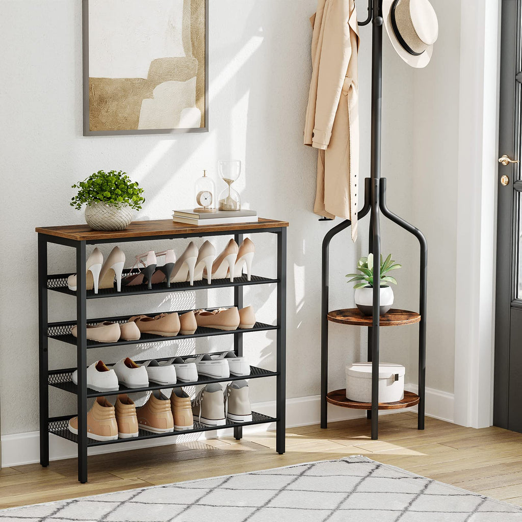 HOOBRO 5-Tier Shoe Rack – Industrial Metal Organizer for 20 Pairs