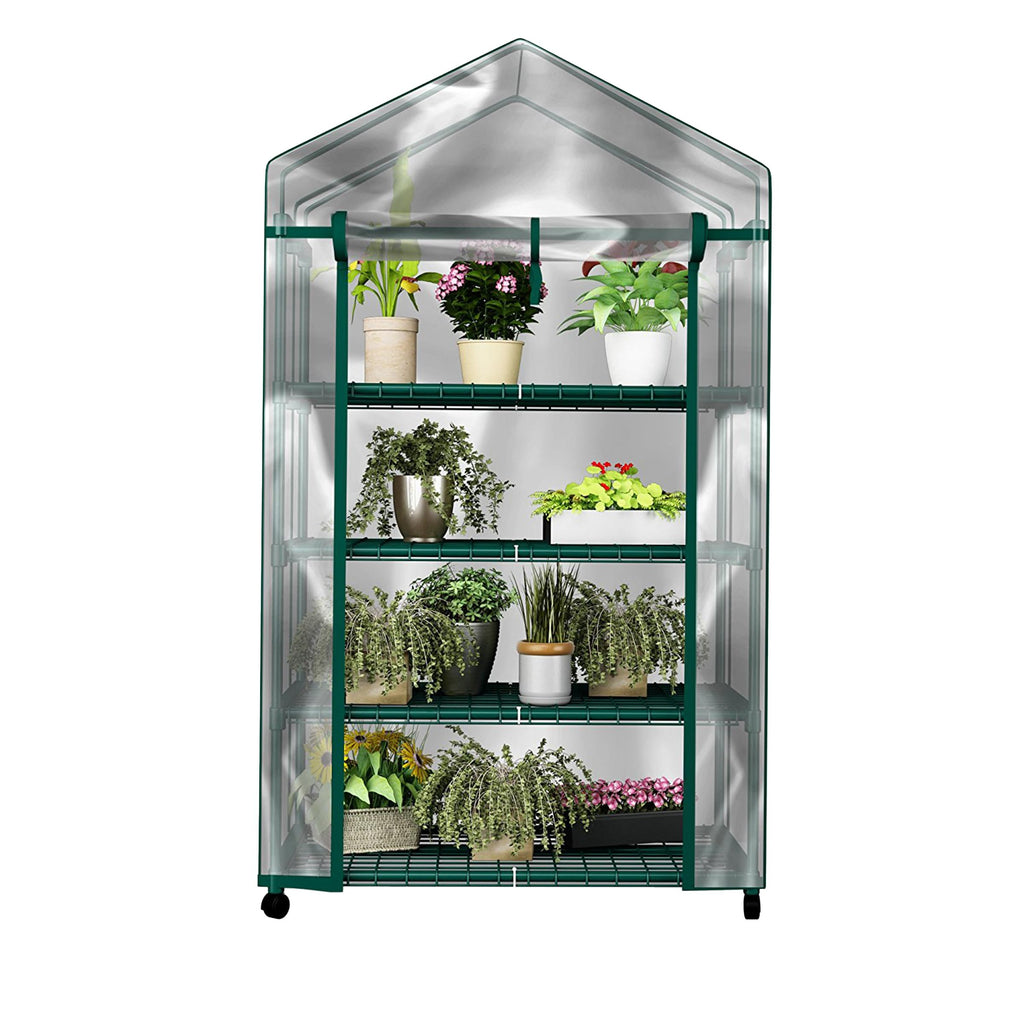 Home-Complete 4-Tier Mini Greenhouse | Portable Indoor Outdoor Steel Frame