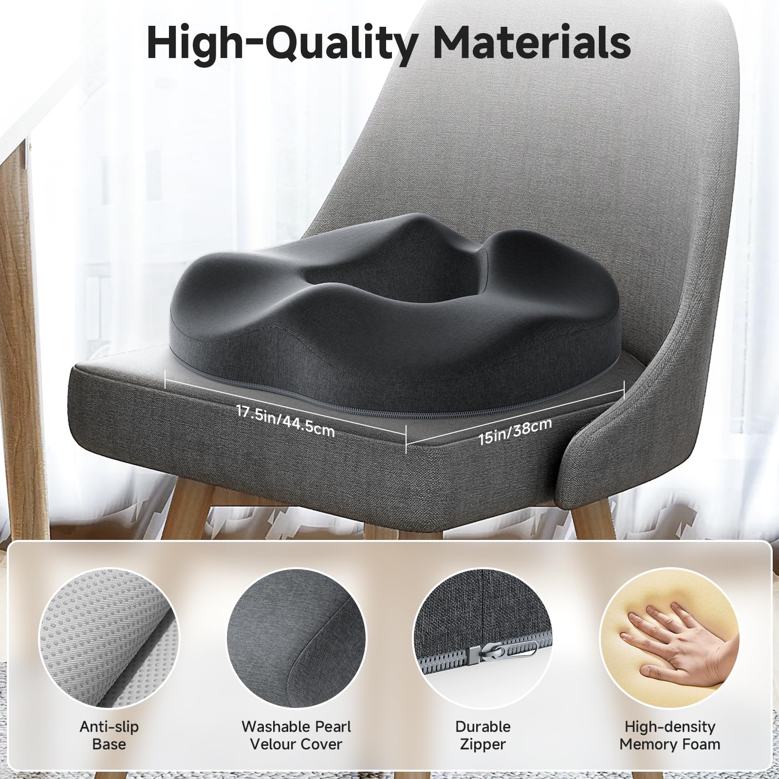 Benazcap Donut Pillow - Memory Foam Seat Cushion for Sciatica & Coccyx