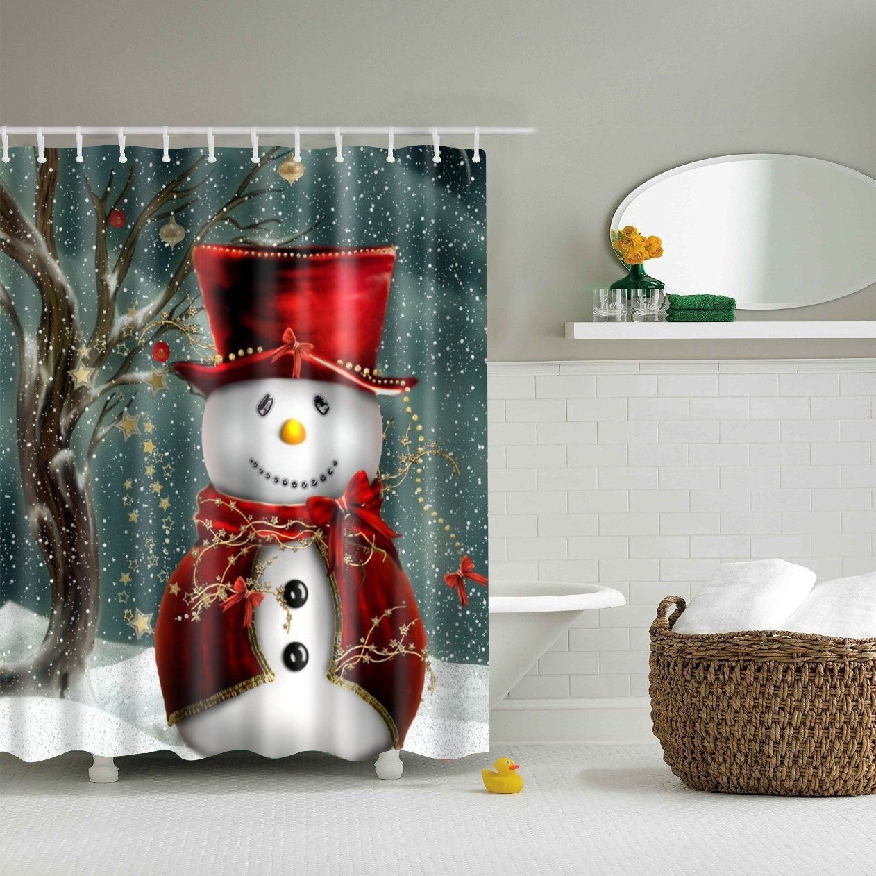 Jolof Store Christmas Shower Curtain | Anti-Mould Polyester Fabric
