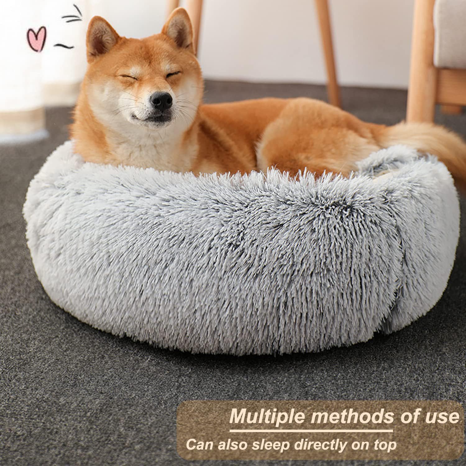 SUOXU Calming Cat Bed | Hooded Plush Anti-Anxiety Cave for Small Dogs