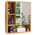 SMIBUY Bamboo Bathroom Mirror Cabinet | Wall Mounted Medicine Storage
