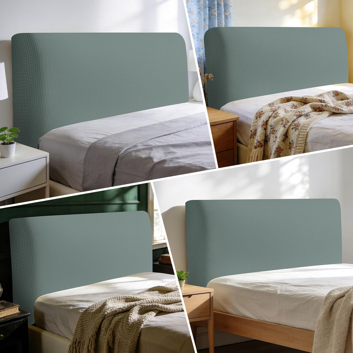 Niuoppy Bed Headboard Cover Fully Wrapped, Stretch Head Board Covers for Single Bed, Beds Headboard Protector Dustproof and Cat Scratch-proof - image 3