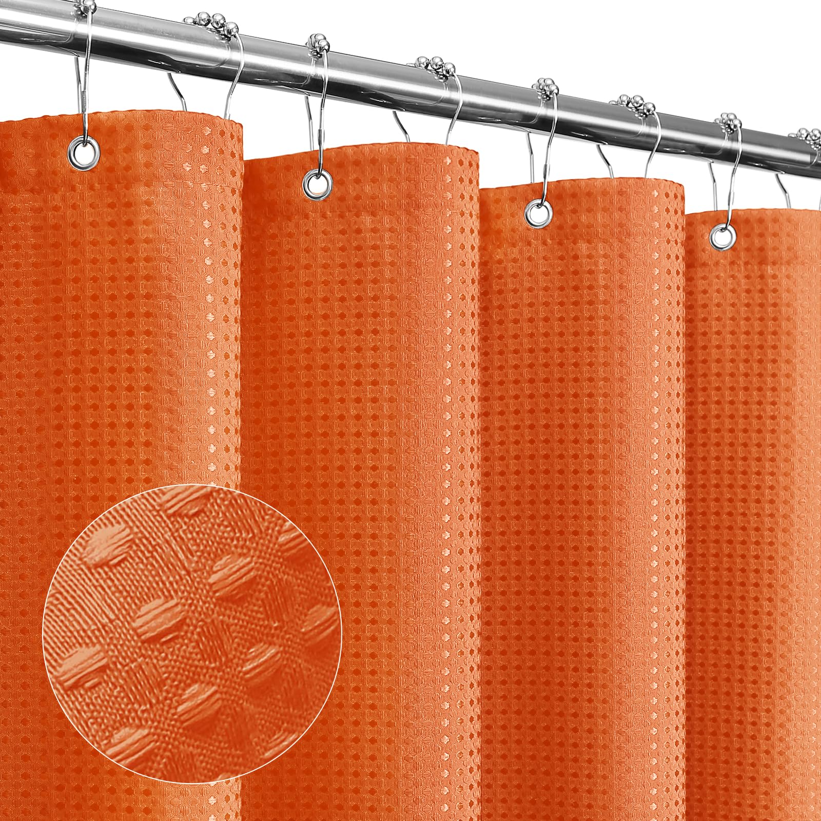 Gibelle Burnt Orange Waffle Weave Fabric Shower Curtain - 72x72 Inch
