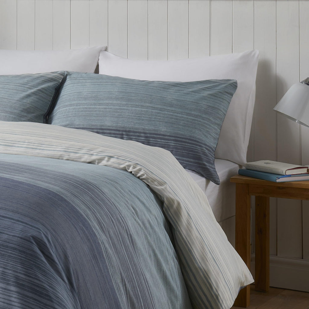 Fusion Ombre Striped Blue Duvet Cover – Super King Polycotton Bedding