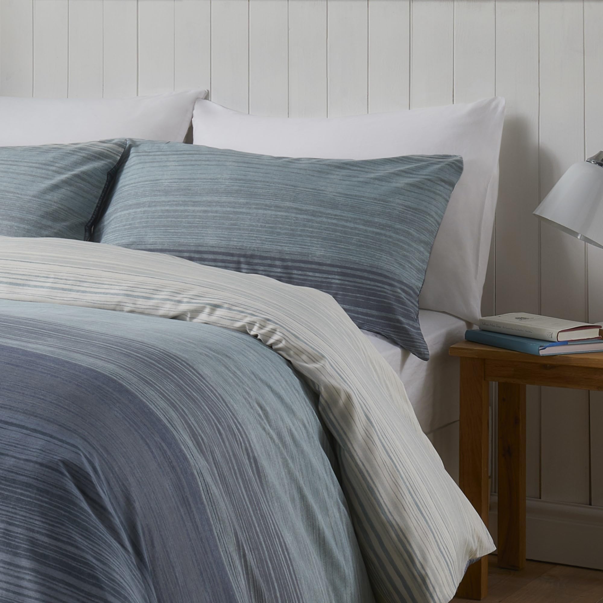 Fusion Ombre Striped Blue Duvet Cover – Super King Polycotton Bedding