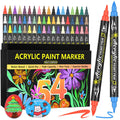 Lyuvie 54 Colours Dual Tip Acrylic Paint Pens – Fine & Brush Tip Markers