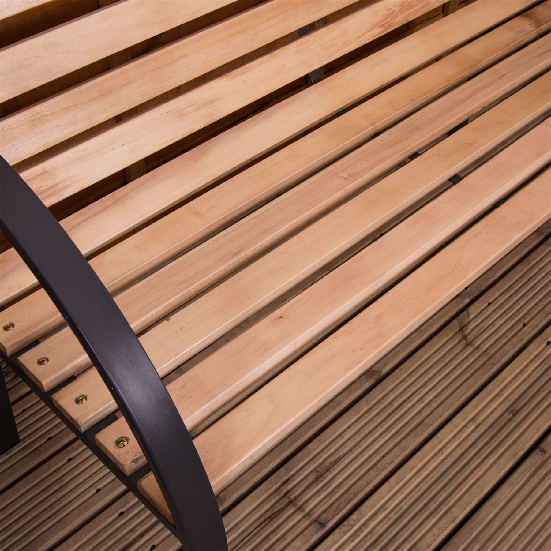 Garden Vida Slatted Garden Bench | 3 Seater Wood & Steel Outdoor Seat