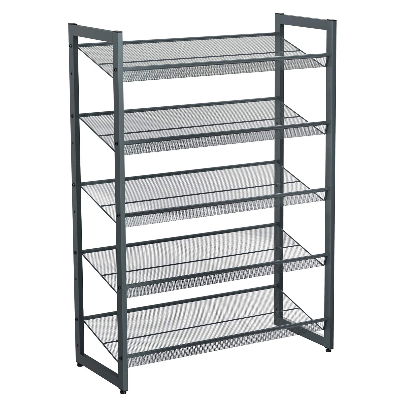 SONGMICS 5-Tier Stackable Shoe Rack | Metal Storage Shelf in Cool Gray