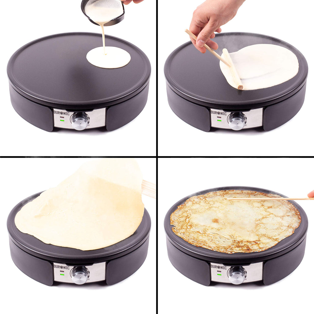 Duronic PM152 Electric Crepe Maker – 37cm Non-Stick Pancake Machine